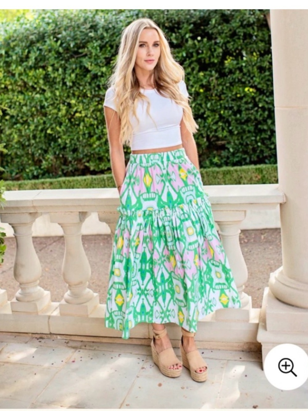 Emma Skirt in Pink + Green Ikat